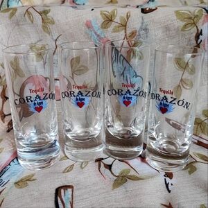 CORAZON Brand Set of 4 Tequila de Agave Shot Glasses Glass Party Shots Celebrate